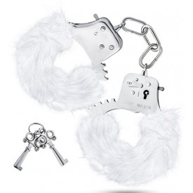 Белые игровые наручники Plush Fur Cuffs