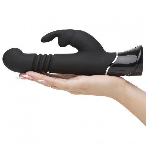 Черный хай-тек вибратор Greedy Girl Thrusting Rabbit Vibrator - 22,8 см.