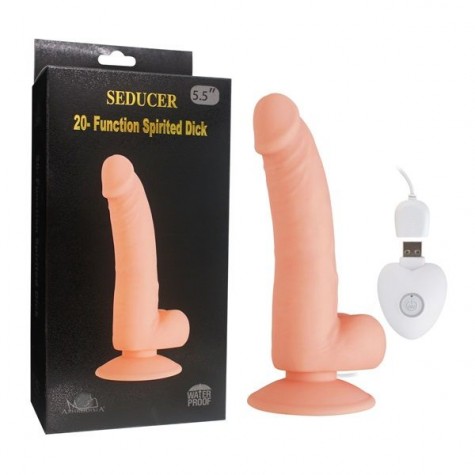 Телесный вибратор SEDUCER 20 Function Spirited Dick - 19 см.